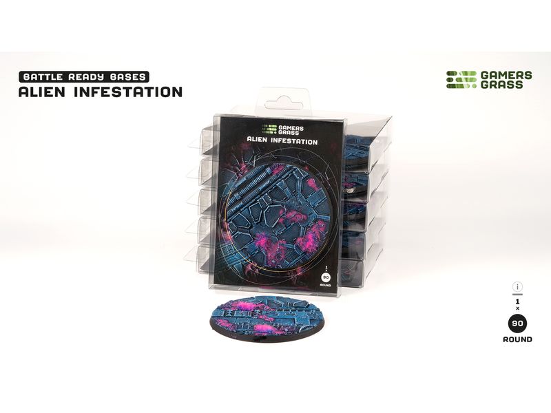 GamersGrass Base Alien Infestation round 90 mm (x1) Hochwertige Bases für den Miniaturenbau