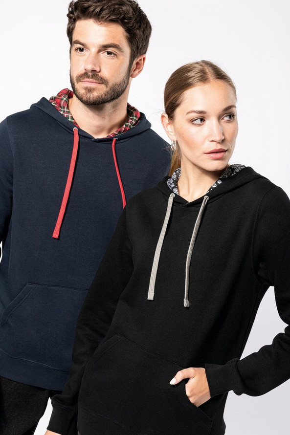 Kariban K4013 - Sweat-shirt à capuche contrastée à motifs unisexe