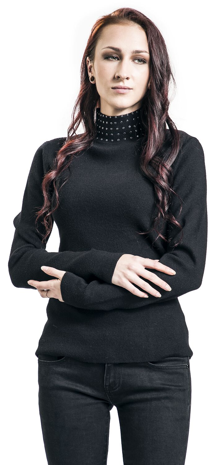 Col Roulé Tricoté Clouté | Black Premium by EMP Pull tricoté