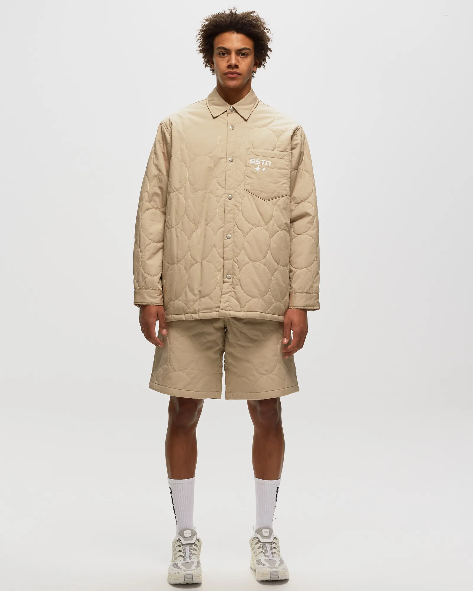 BSTN Brand Logo Pattern Quilted Overshirt