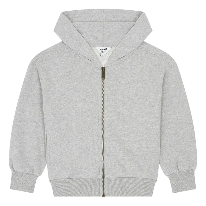 Hundred Pieces Sweat à Capuche Zippé Coton Bio  | Gris