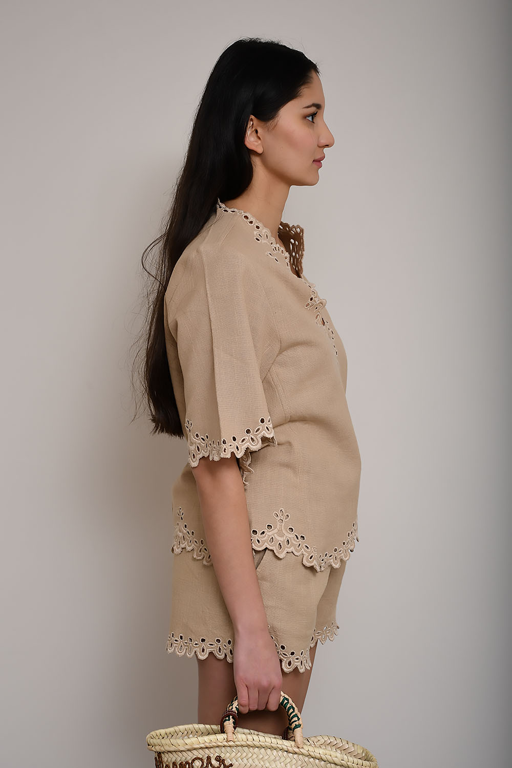 Shana openwork embroidered cotton top