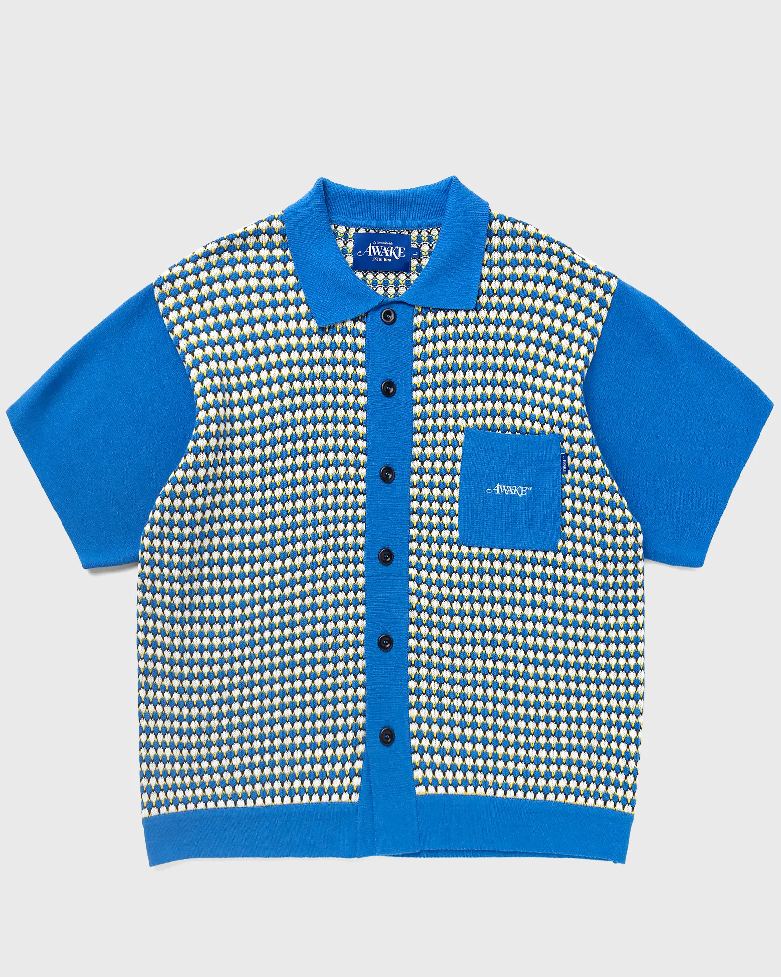 Awake KNIT CROCHET SHORT SLEEVE BUTTON DOWN