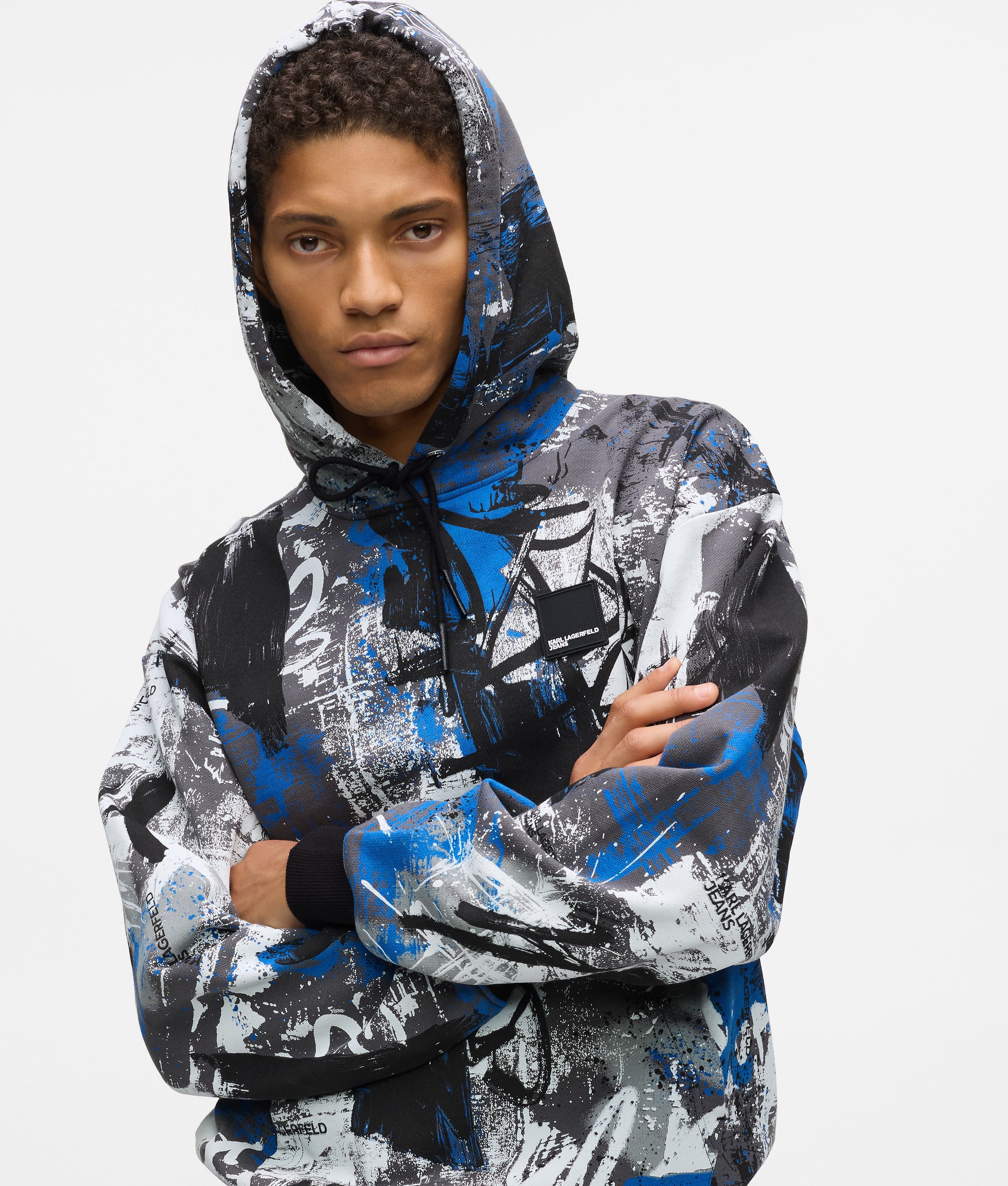 All-over hoodie met verfeffect