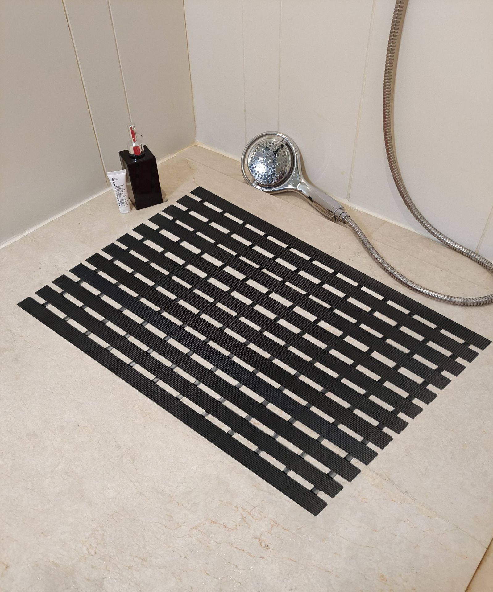 (61x43cm) PVC Anti-Rutsch Dusch Matte Badewannen Vorleger - Schwarz