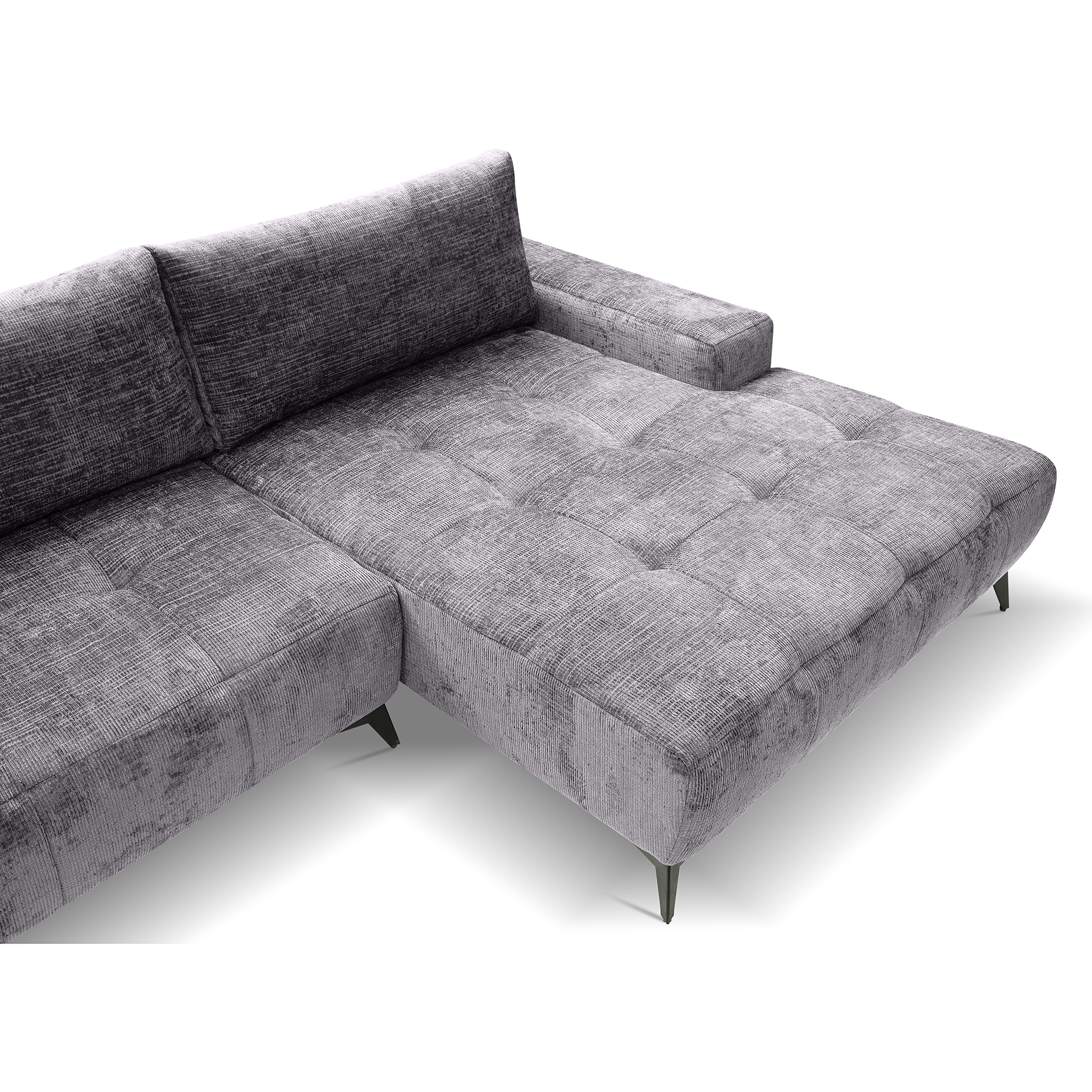 Ecksofa - ash - Liegefunktion - Staukasten - Longchair rechts
