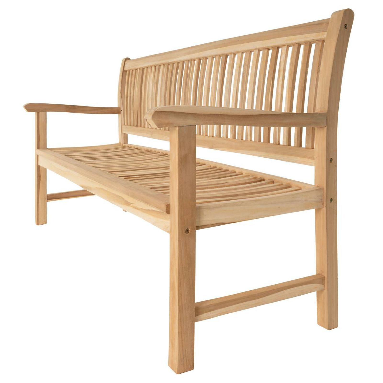 VCM 4-Sitzer Gartenbank Parkbank hochwertig massiv Teak Holz natur 180 cm