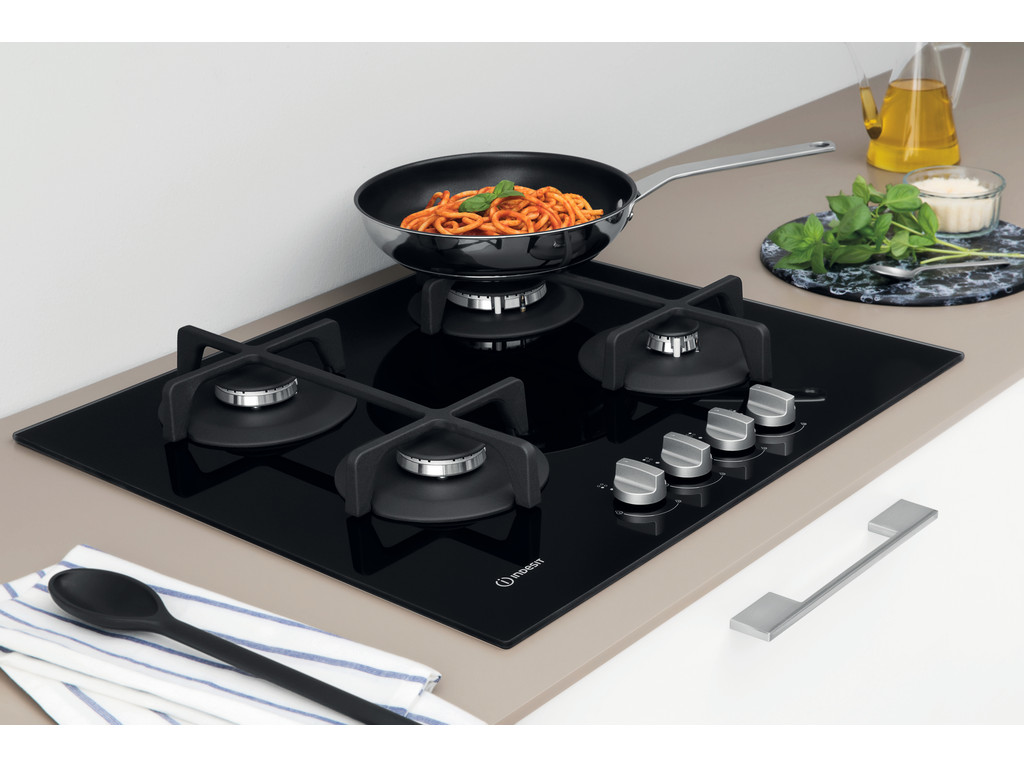 PLACA A GÁS NATURAL INDESIT ING 61T/BK 4 QUEIMADORES 59CM PRETO