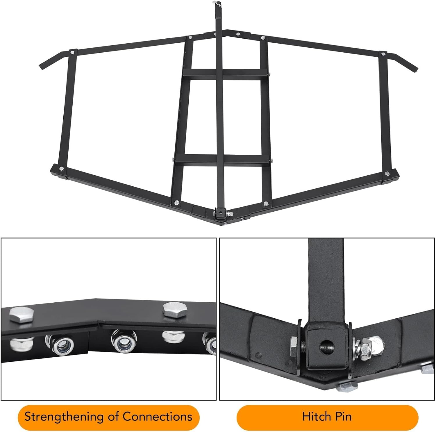 Schleppegge, 152x84 cm Wiesenegge für Rasentraktor, Geländefahrzeuge, ATV & UTV, Tragkraft bis zu 25 kg, Wiesenschleppe aus Stahl mit verstellbaren Stangen, für Kiesauffahrten, Bauernhof, Feldgarten