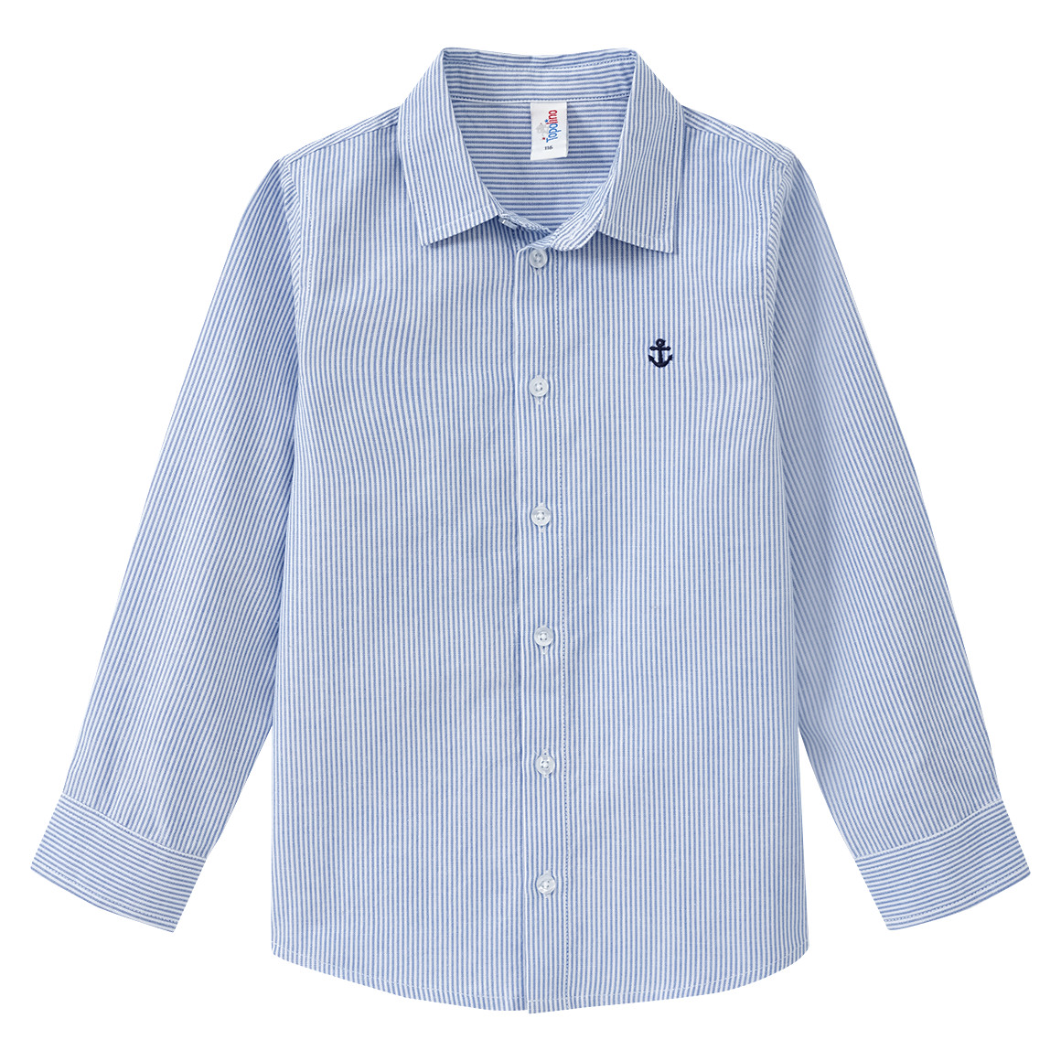 Topolino Jungen Hemd mit kleiner Stickerei blau / weiss