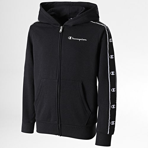 Sweat Capuche Zippé Enfant A Bandes 306321 Noir