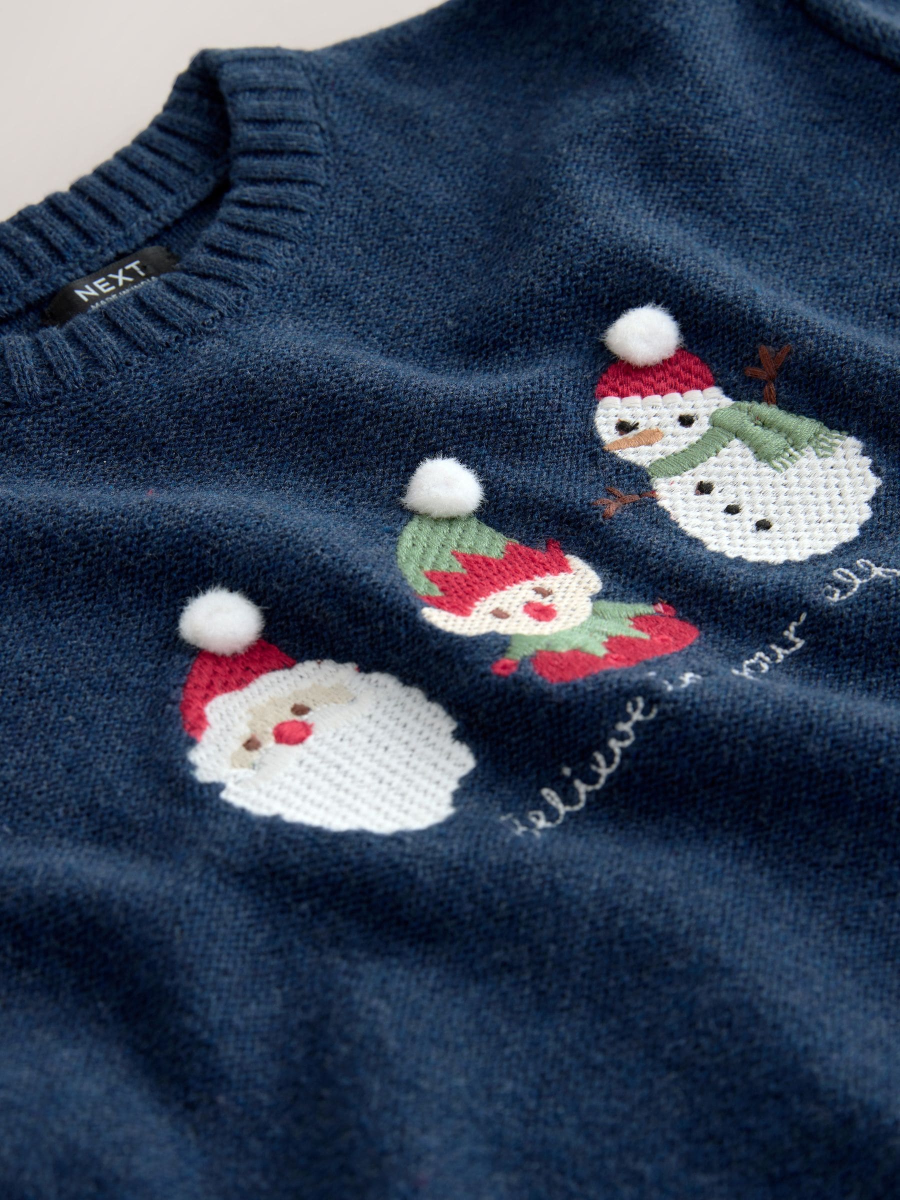 Donkerblauw - Gebreide kersttrui (3 mnd-7 jr)