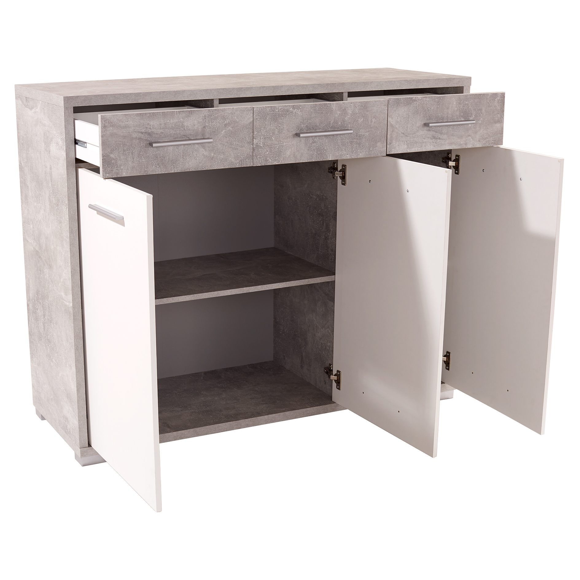 Kommode - Betonoptik-perlweiß - 144 cm