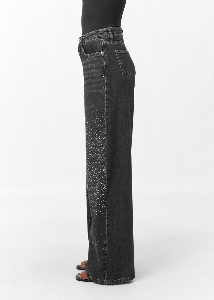 Birthe strass jeans donkergrijs