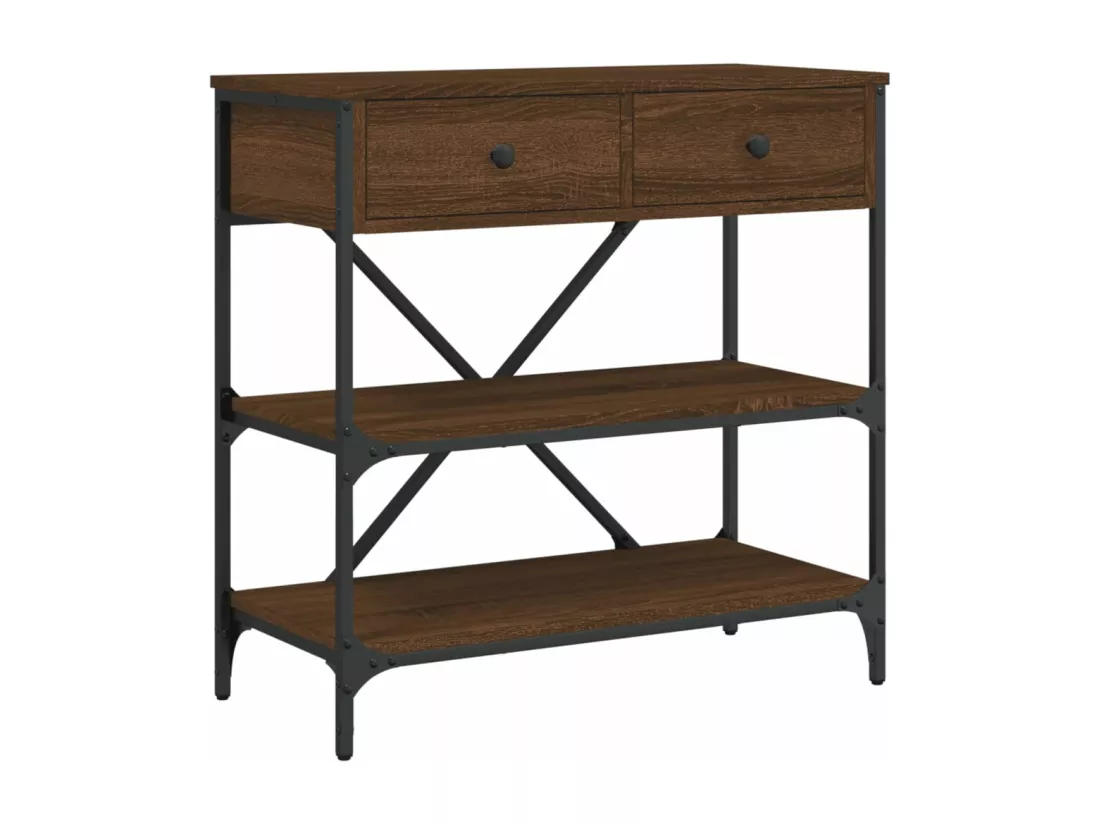 Table console chêne marron 75x34,5x75 cm bois d'ingénierie