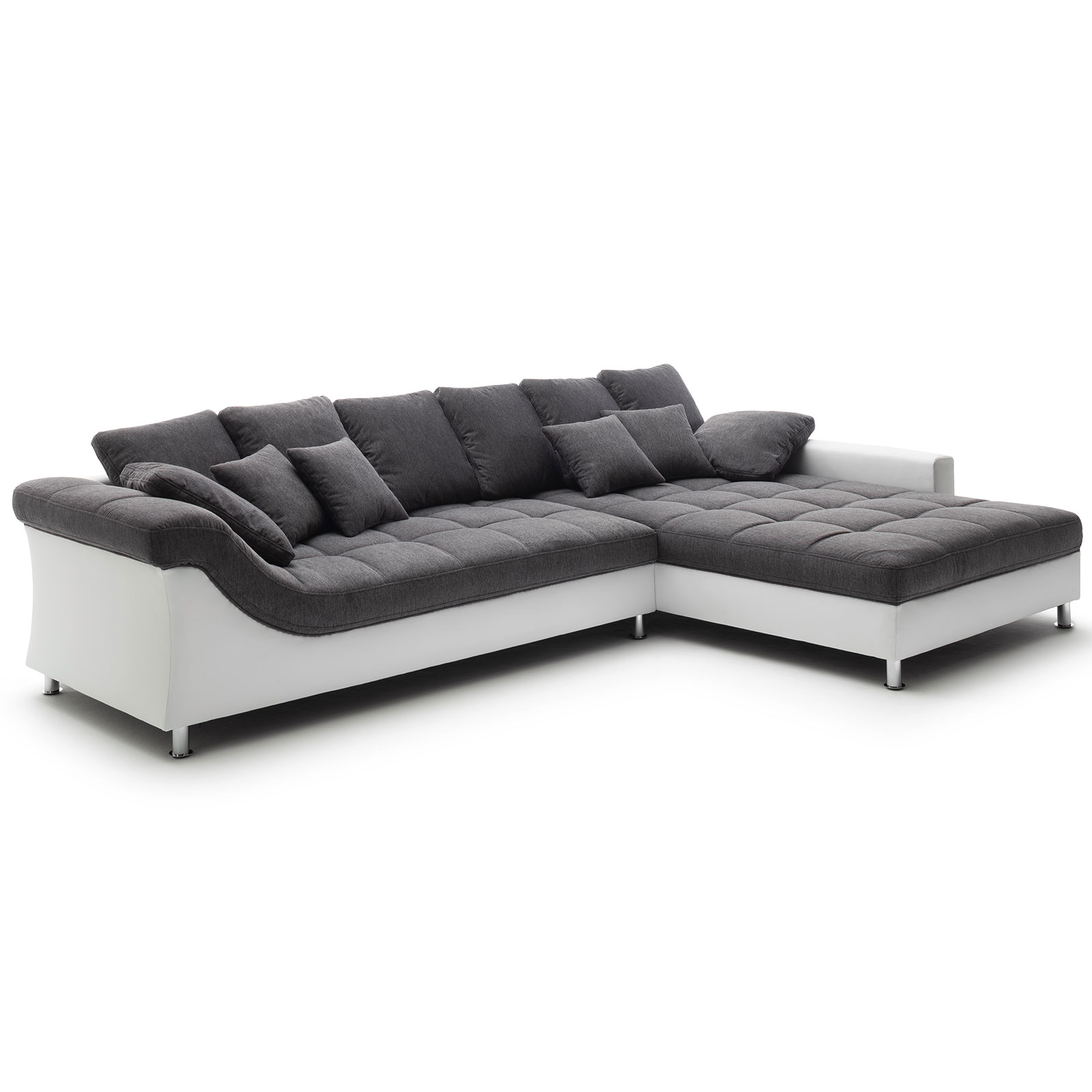 Ecksofa - anthrazit-weiß - beidseitig montierbar