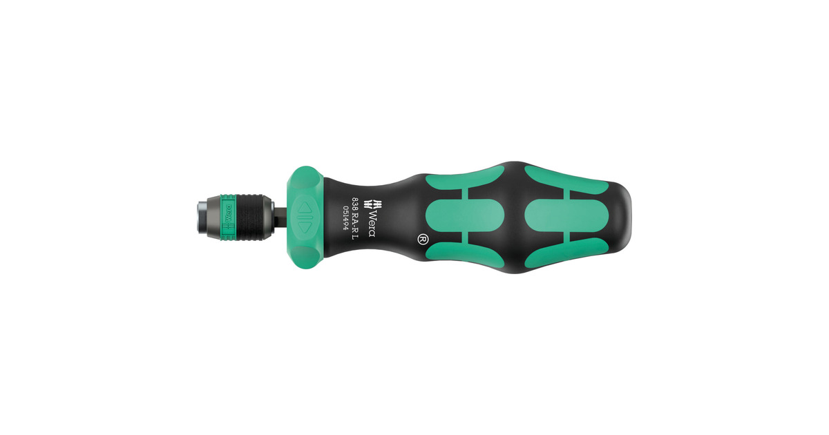 Wera838 RA-R L bithandhouder met ratelfunctie, 1/4