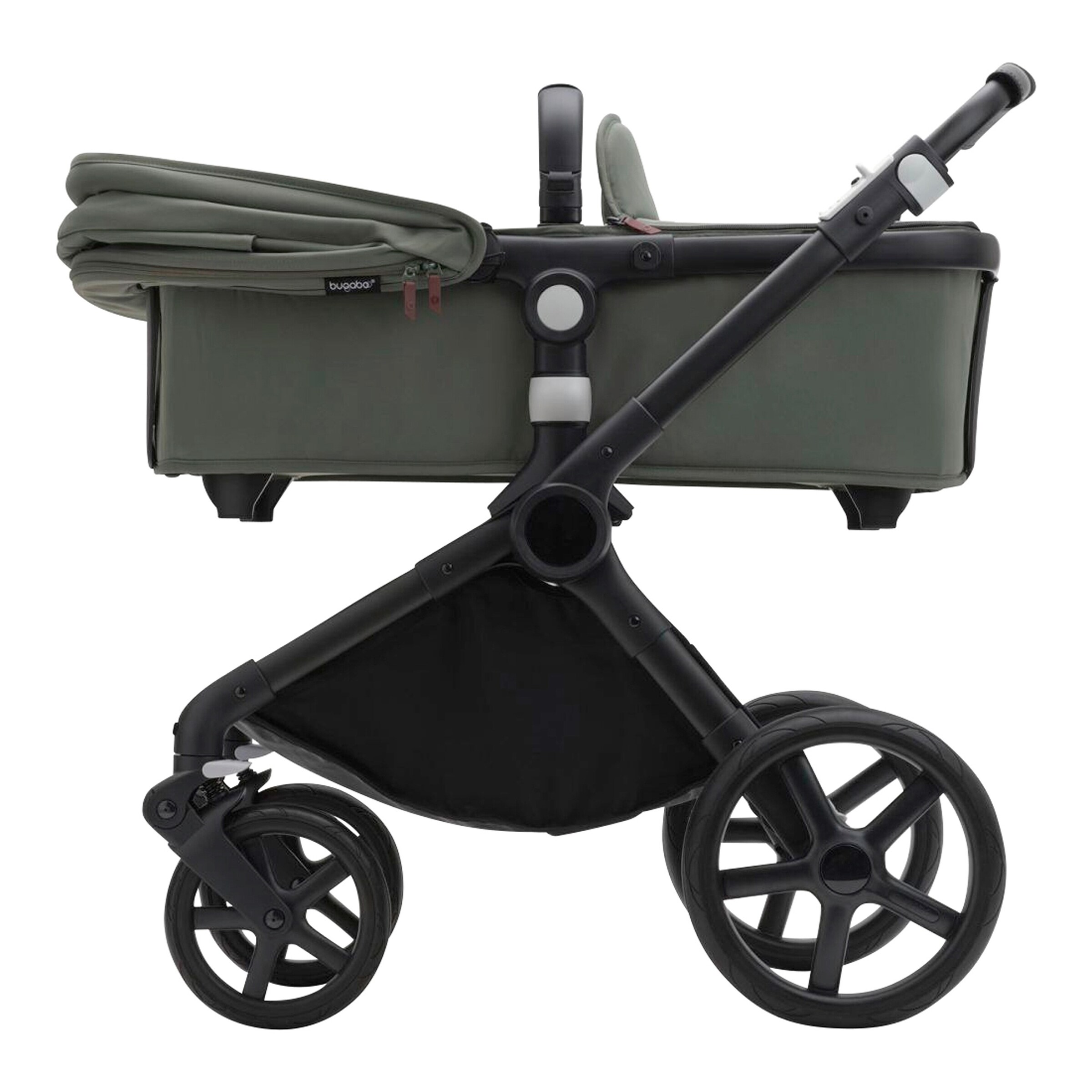 Bugaboo - Fox Cub Kombikinderwagen Trio-Set inkl. Fußsack und Getränkehalter black / forest green
