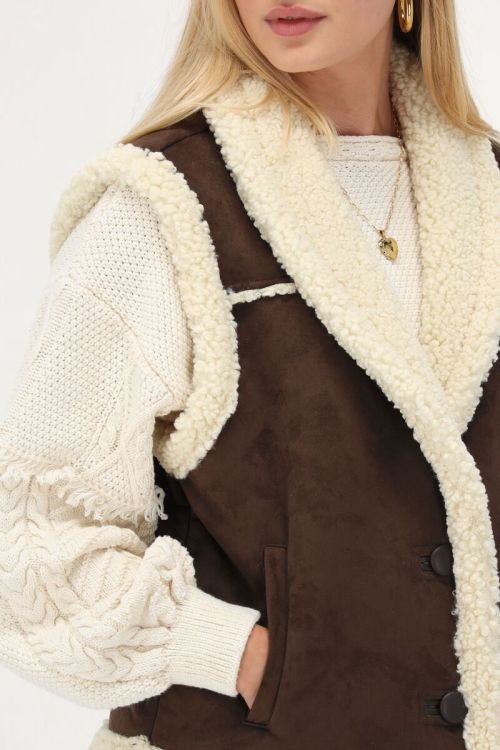 Bruin suède teddy gilet