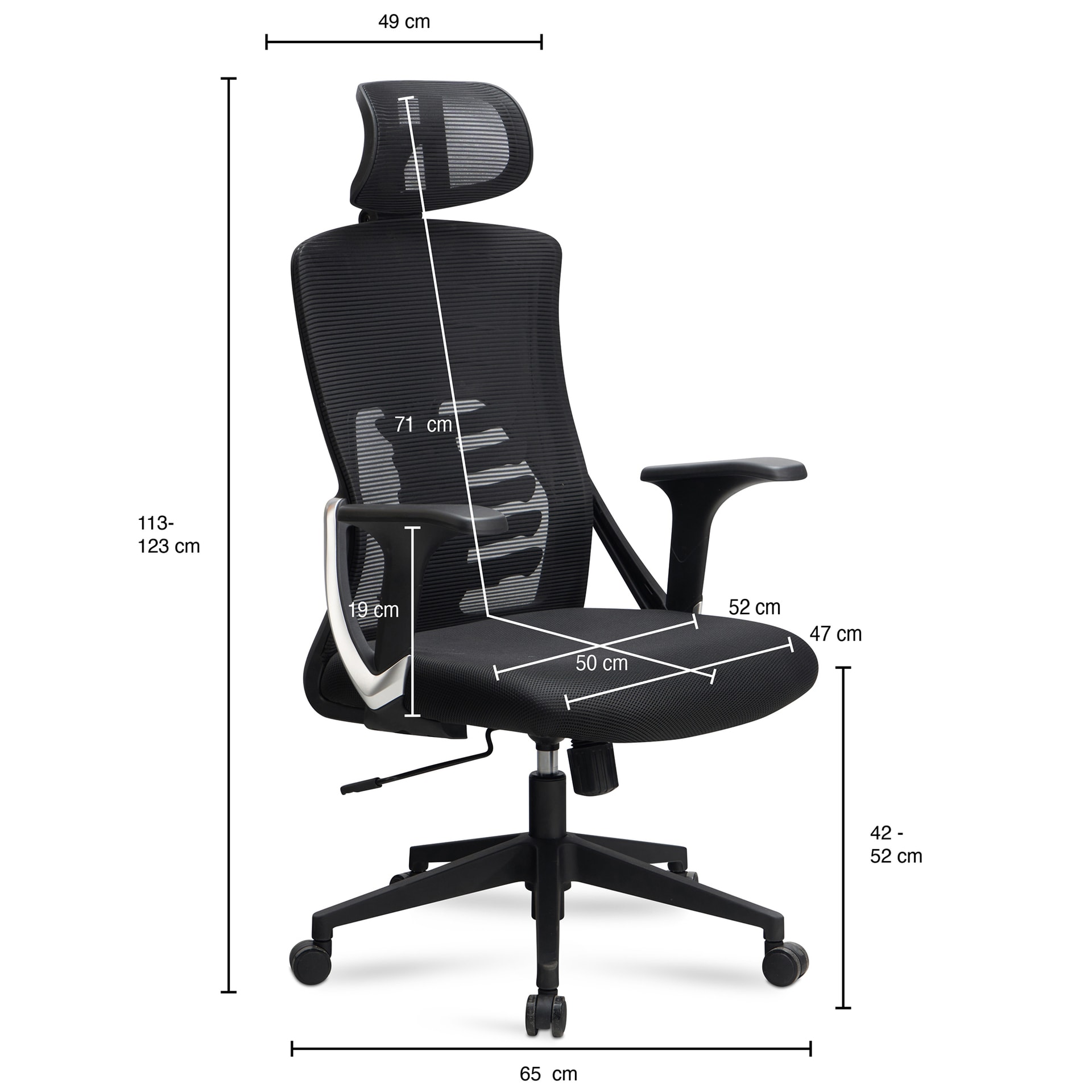 CASAVANTI Bürostuhl 65x123x65 cm Stoff schwarz