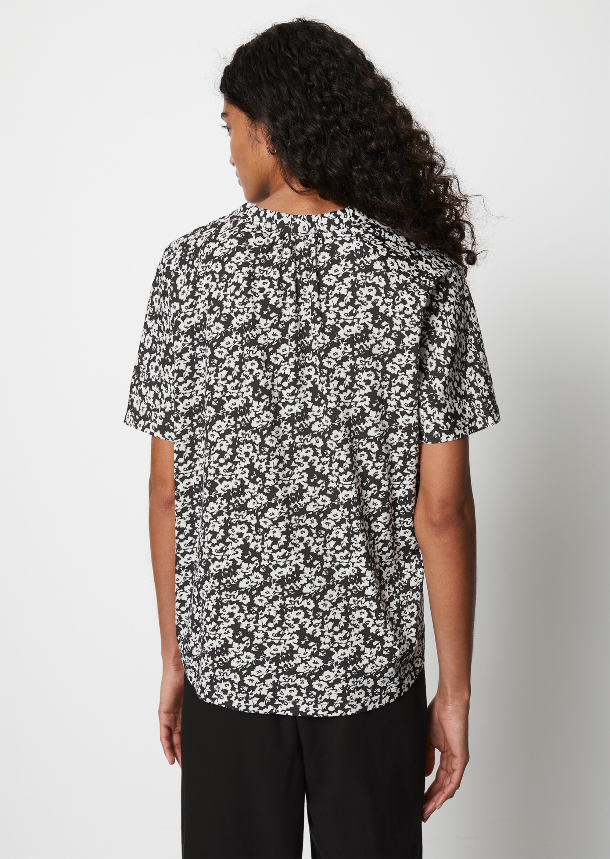 Kurzarm-Jersey-Bluse relaxedaus bedrucktem Single Jersey