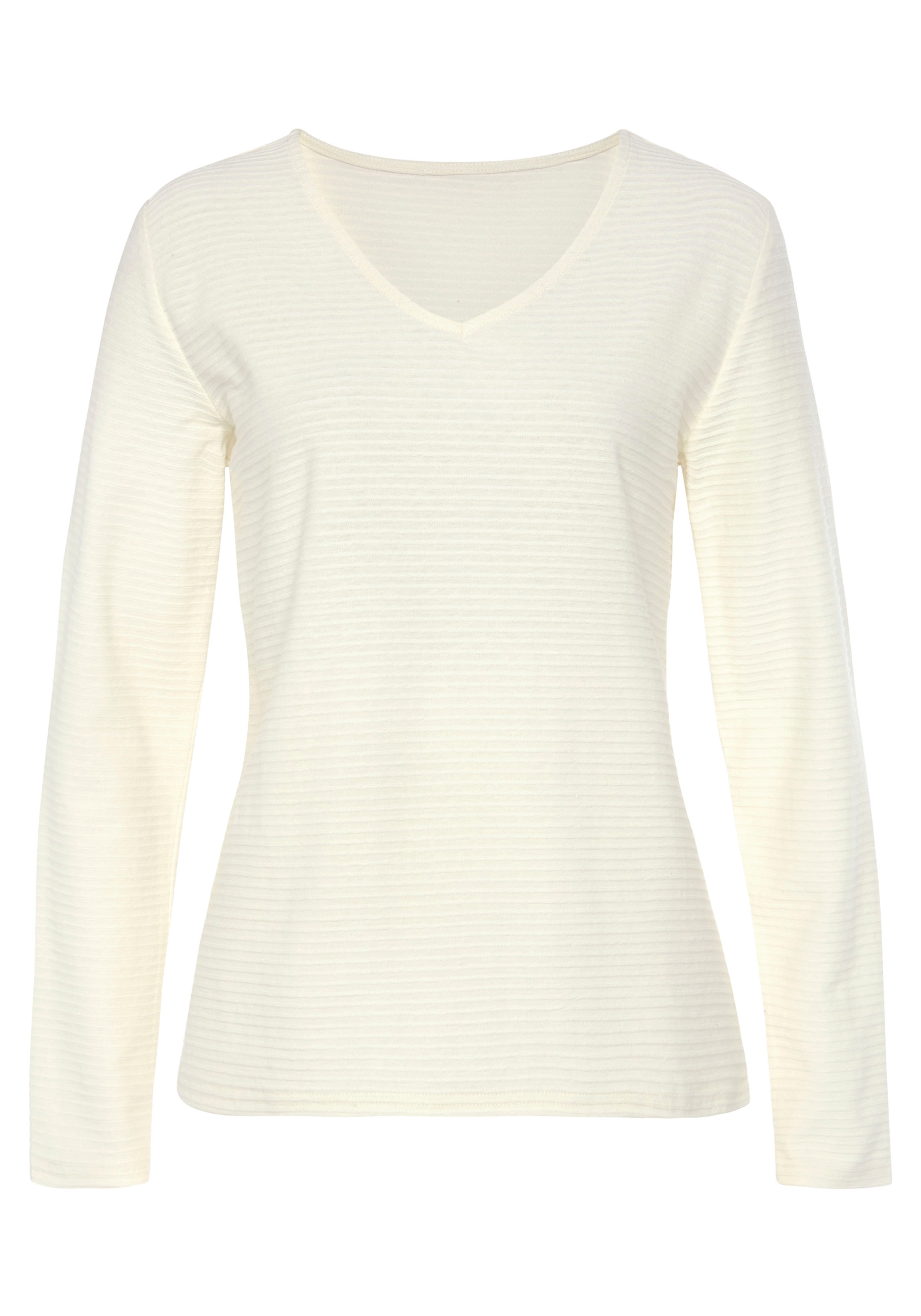 LASCANA Langarmshirt »mit Streifenstruktur« 2er-Pack,  aus weicher Baumwoll-Qualität
