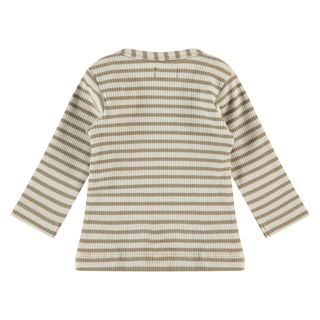 Babyface baby gestreepte longsleeve mosgroen/ecru