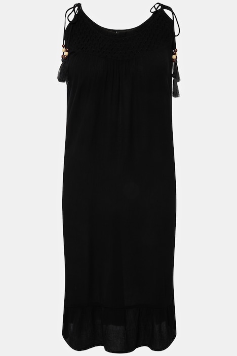 Kleid, Krepp, Träger zum Binden, Rundhals, ärmellos