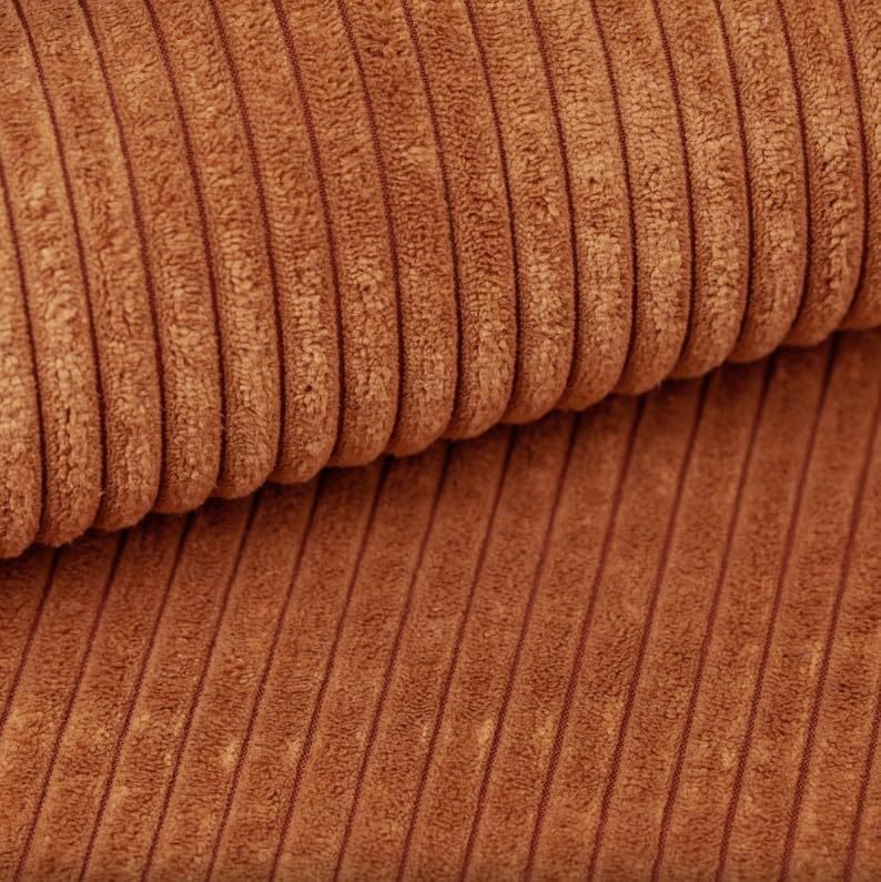 Kaiser Möbel - Ecksofa mit Wohnlandschaft, Eckcouch L-Form, Sofa 3-sitzer, Polstersofa, Bequemes Couch mit Ottomane für Wohnzimmer, Relaxsofa, Stilvolles Cord Sofa, Modena Studio, Ziegel, Links