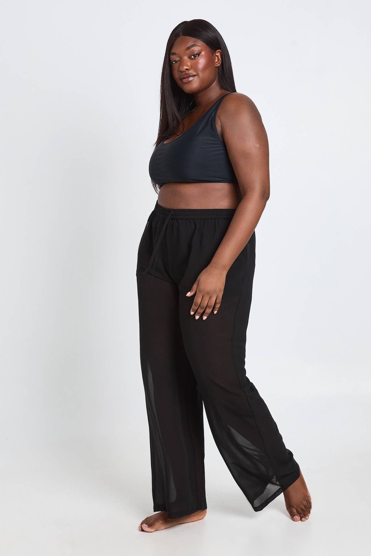 boohoo Pantalon De Plage En Mousseline Grande Taille