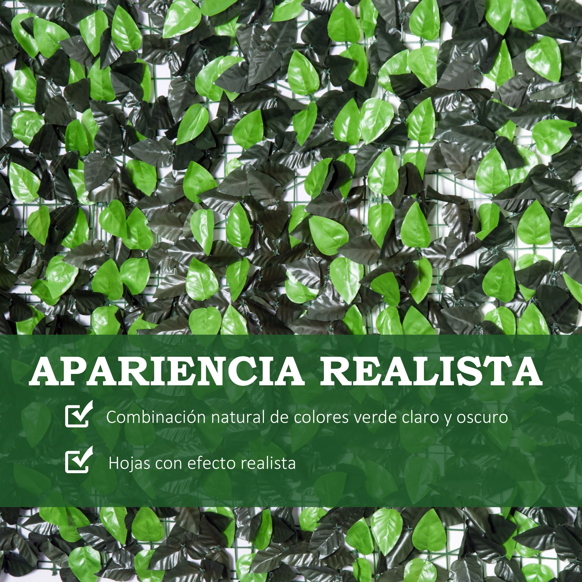Rolo de cerca viva artificial Outsunny 3x1 m, tela de privacidade para varanda, jardim externo, cerca decorativa para plantas, PE verde.