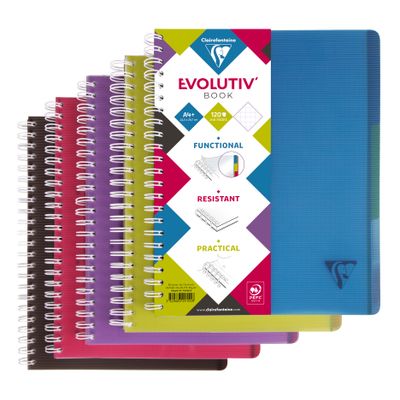 Clairefontaine Linicolor Evolutiv'Book - Cahier à spirale - A4 (21x29,7 cm) - 240 pages - petits carreaux (5x5 mm) avec marge