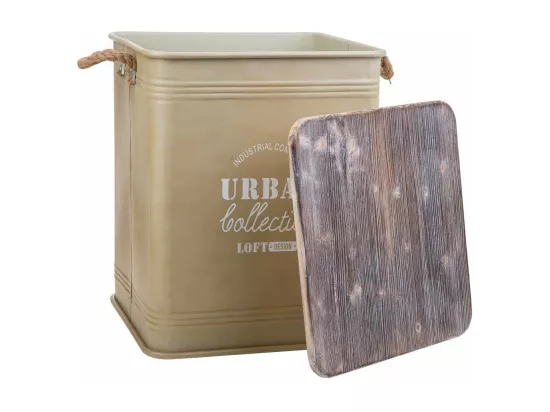 Panier à linge en métal imprimé marron 41x41x52