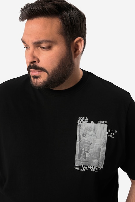 Men+ T-Shirt, Halbarm, Brust Print, bis 84/86