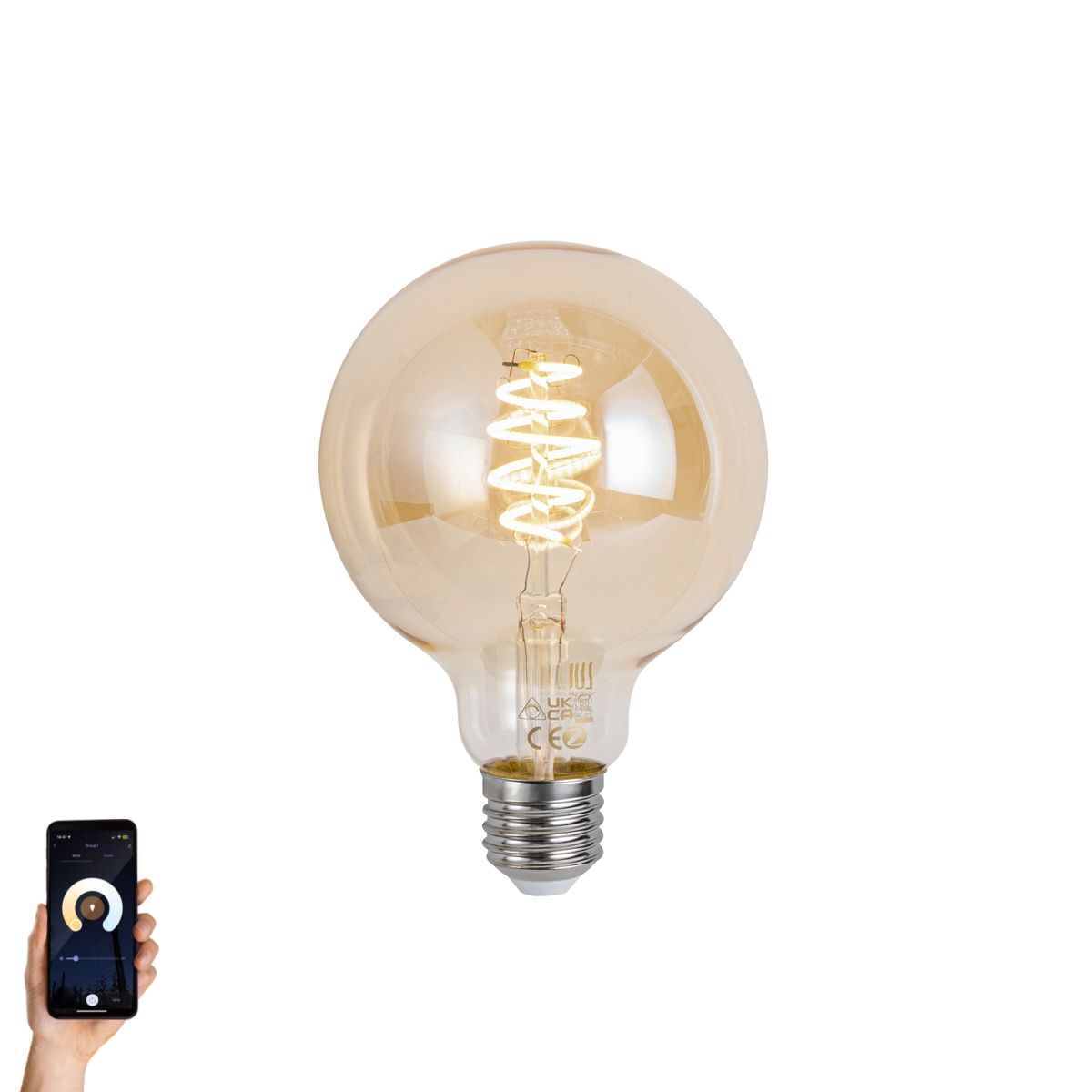 Smart E27 dimbare LED lamp G95 amber 4.9W 320 lm 2500K