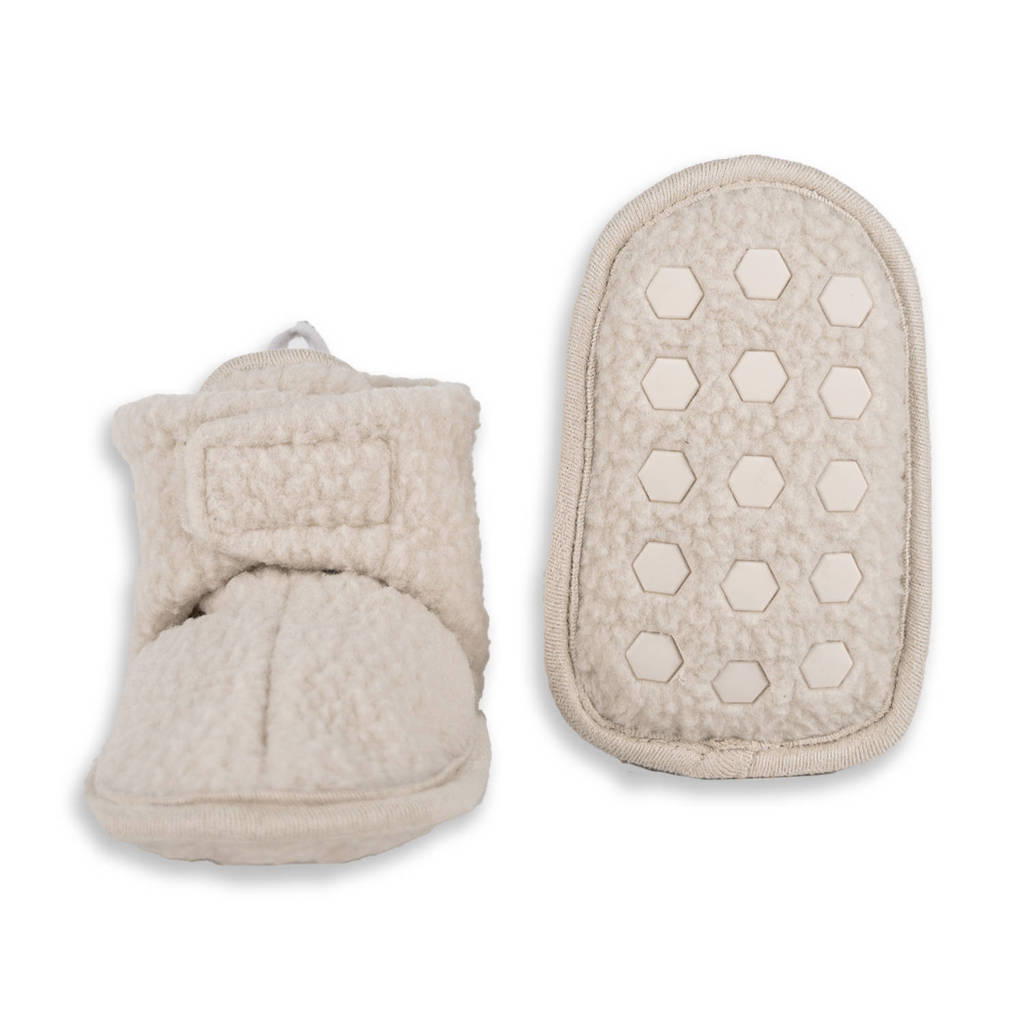 Lodger baby slofjes fleece ecru