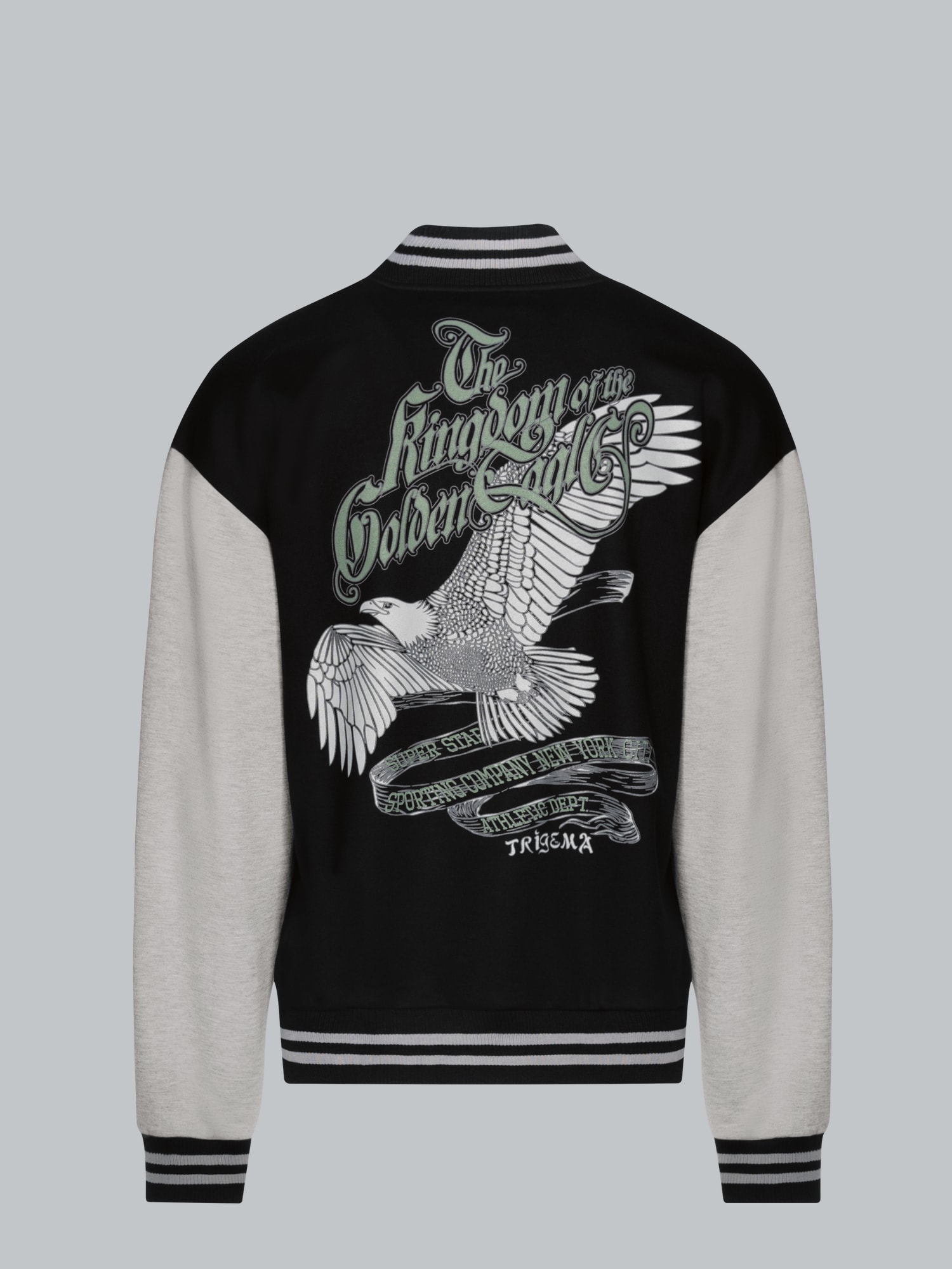 Collegejacke mit großem Adler-Rückenprint Schwarz