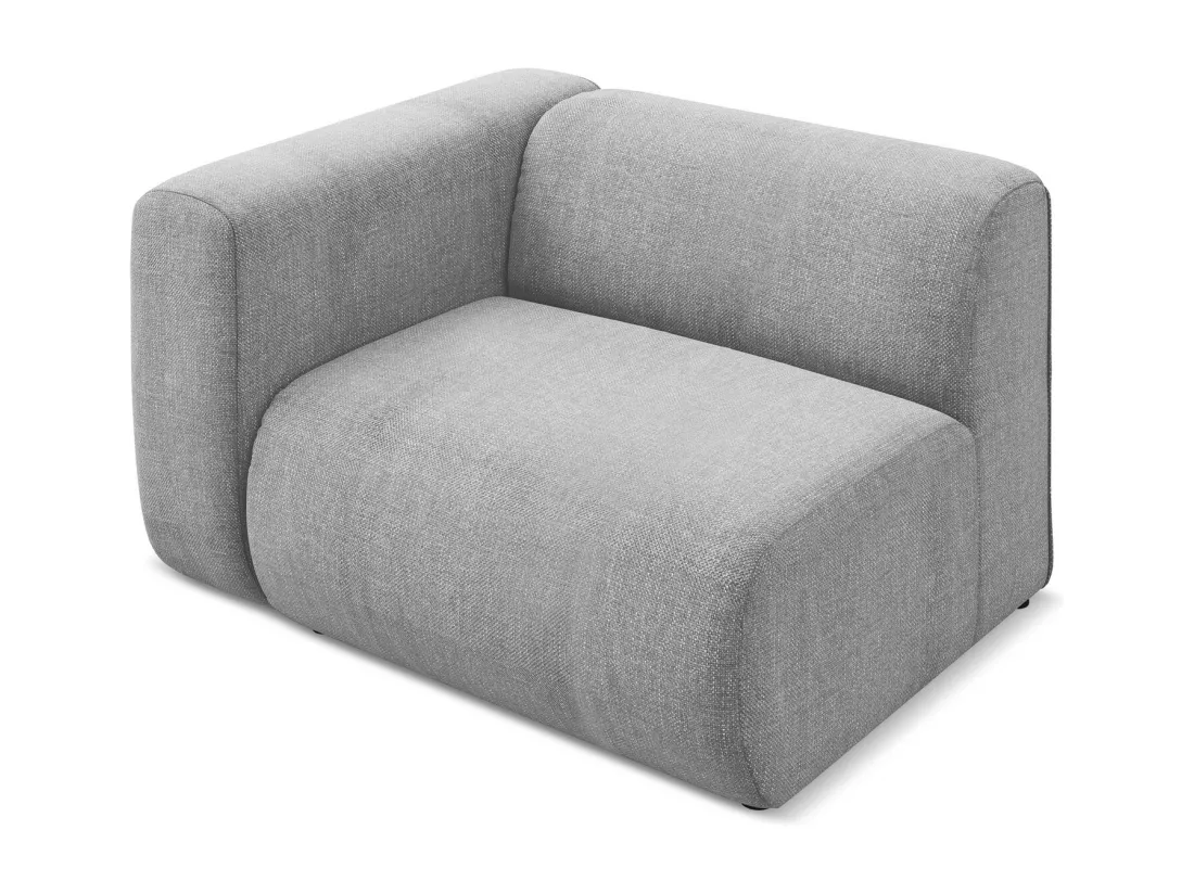 Module avec accoudoirs gauche en tissu chenille - gris clair - EKAHI