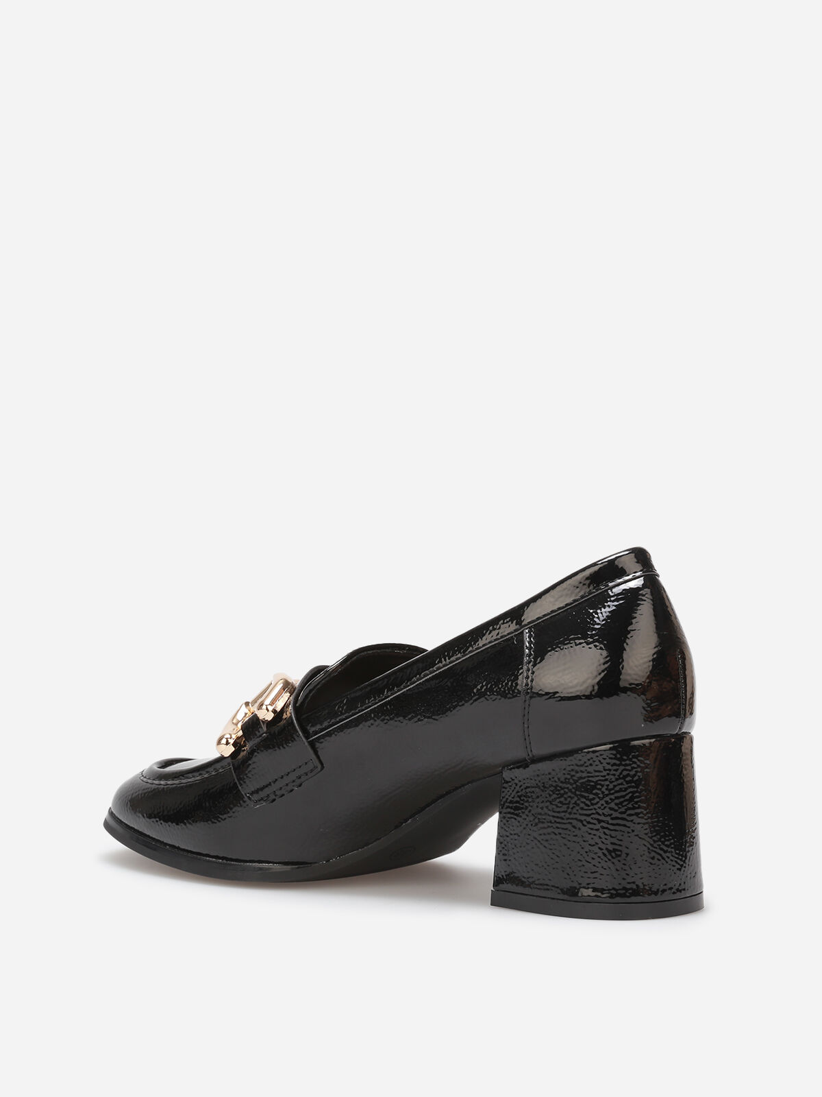 Mocassins à talon et mors dorés- Noir