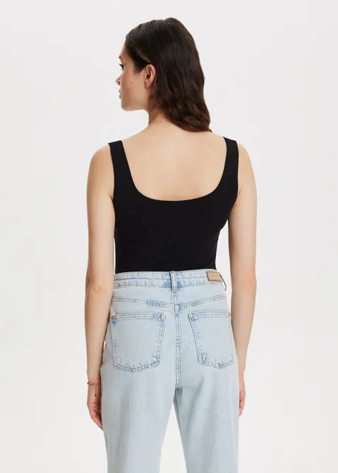 Basic singlet met vierkante hals zwart (ZWART)