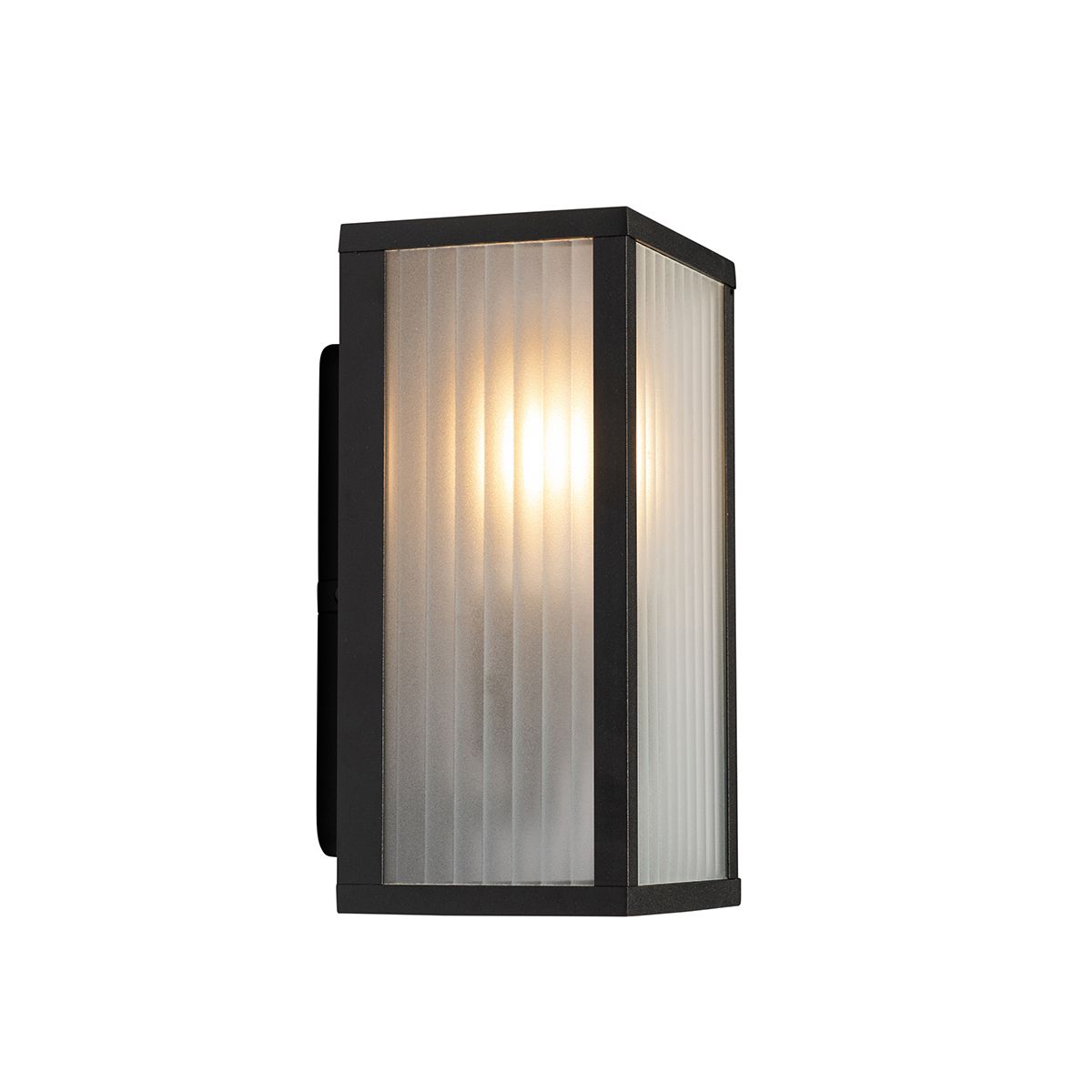 Smart buiten wandlamp zwart met ribbel glas incl. Wifi A60 - Charlois