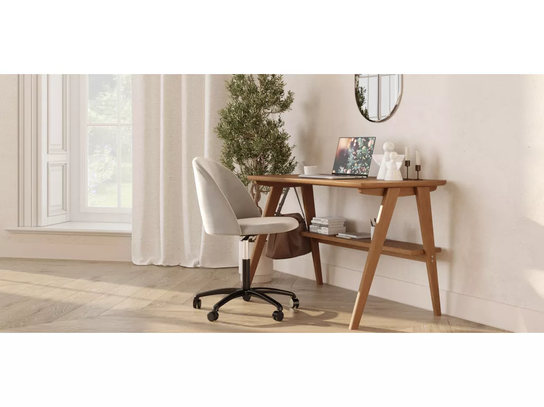 Chaise de Bureau Rembourrée - Velours - Evelyne Vert foncé