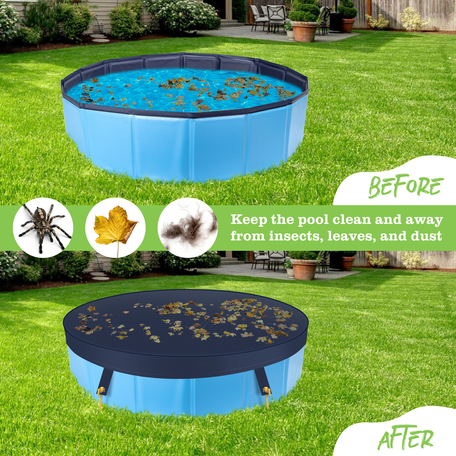 Capa para piscina Nobleza para cães, capa impermeável de PVC para banheira de cães