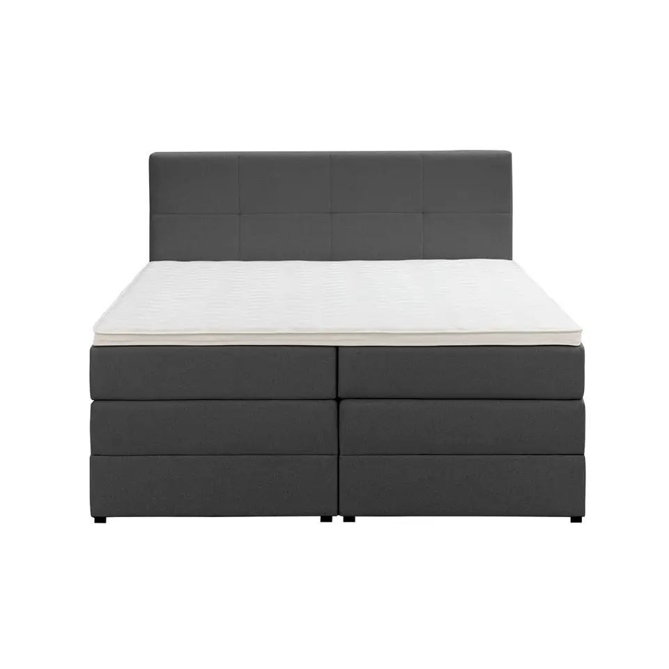 Boxspring met opbergruimte Liv geblokt - antraciet - 140x200 cm