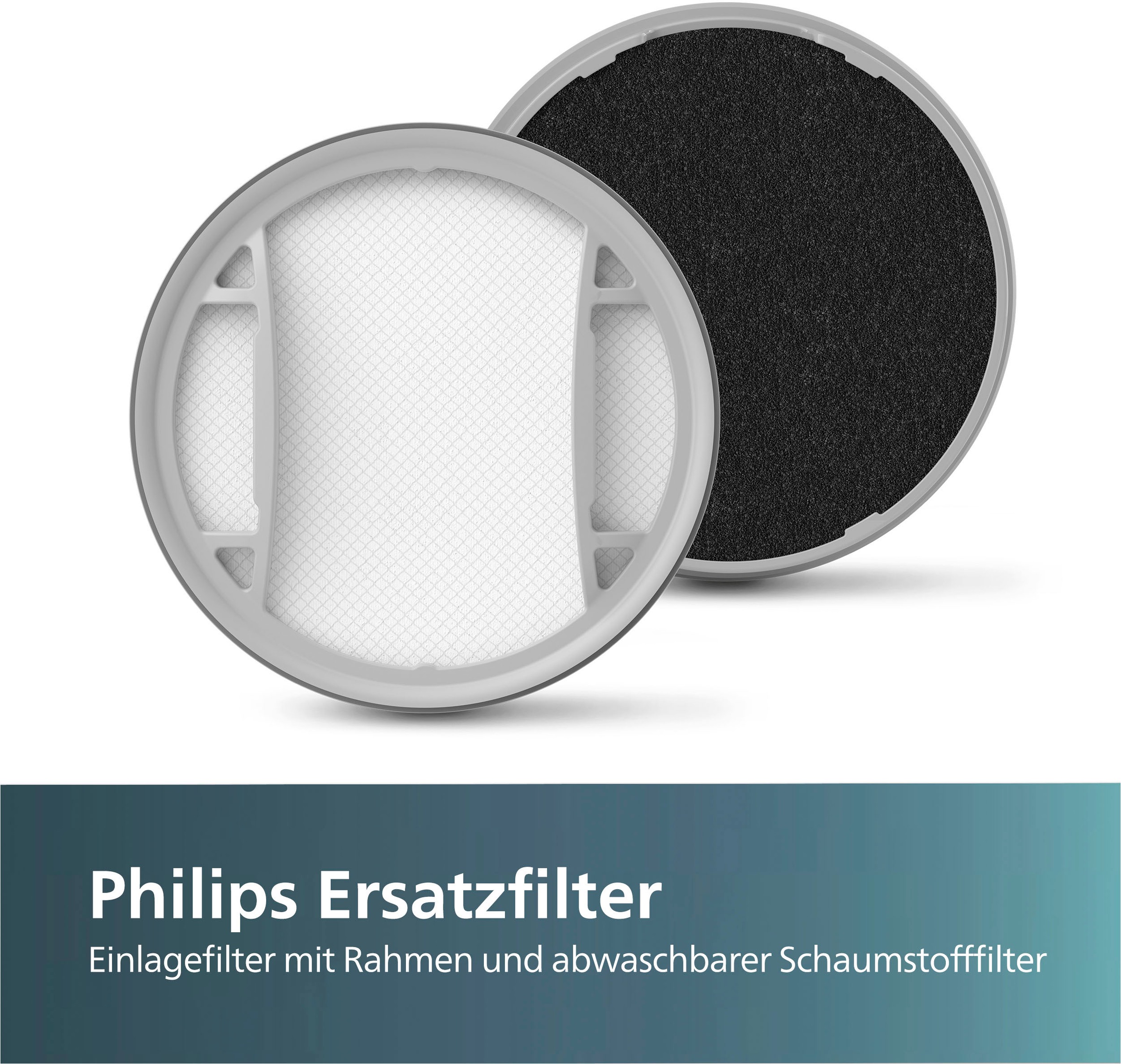 Philips Ersatzfilter »XV1631/01 Philips Cordless VC 2000 & 3000 Series« Set, 2 Stk. tlg. enthält einen Einlagefilter und einen abwachbaren Schaumstofffilter