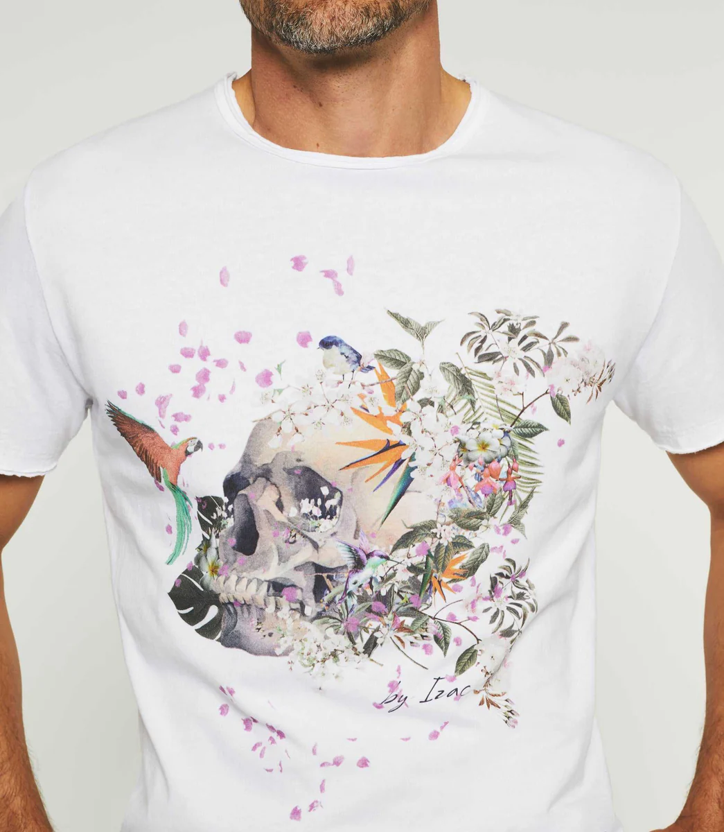 T-shirt à imprimé col rond blanc 