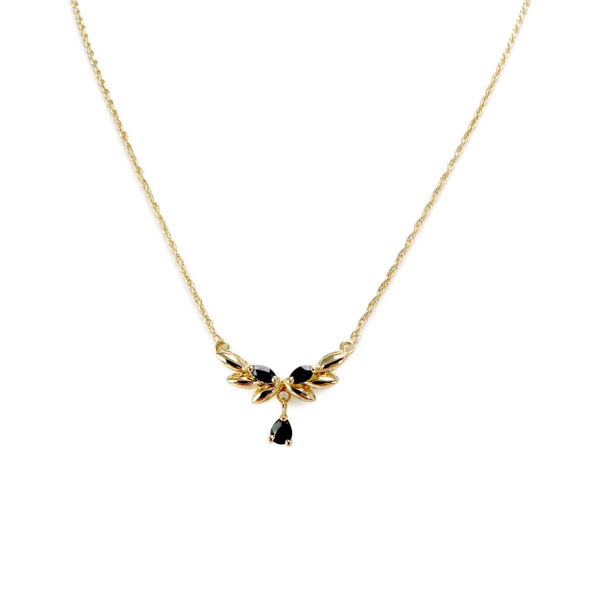 Collier d'occasion or 750 jaune maille corde saphirs 43 cm