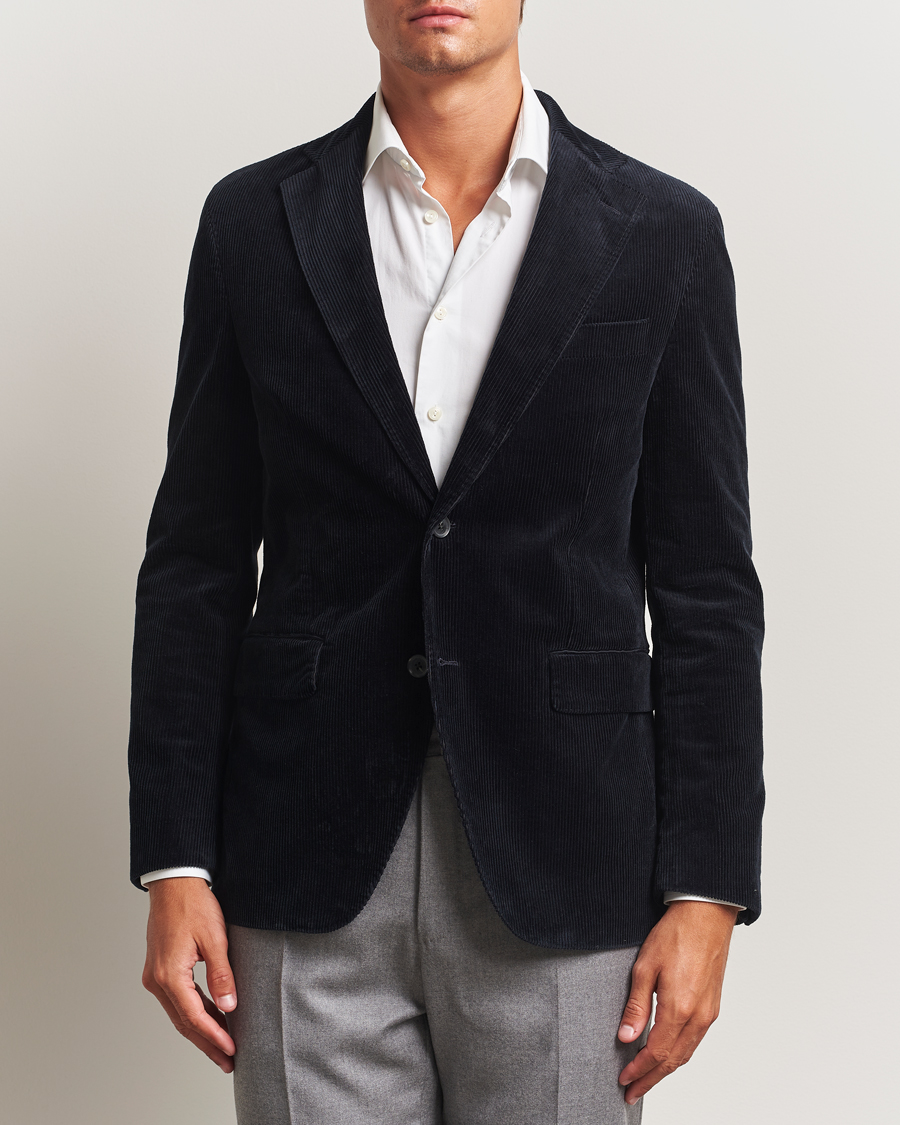 Oscar Jacobson Fogerty Patch Pocket Cord Blazer Navy