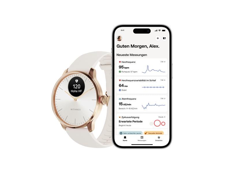 Withings Activity Tracker Scanwatch Light, Weiss Hybrid Smartwatch