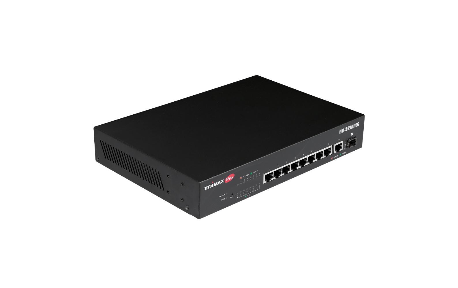 PoE+ Switch GS-5210PLG 10 Port<br>10-Port Gigabit PoE+ Web Smart Switch für Langstrecken mit 1 SFP-Port